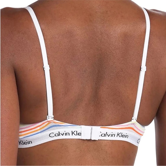 NWOT Calvin Klein Rainbow Bralette. Stripe Triangle Cup, Unpadded, size medium - Picture 3 of 3